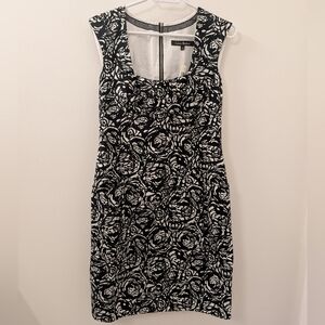 Lida Baday Portrait Black and White Floral Dress Size 8 BNWT